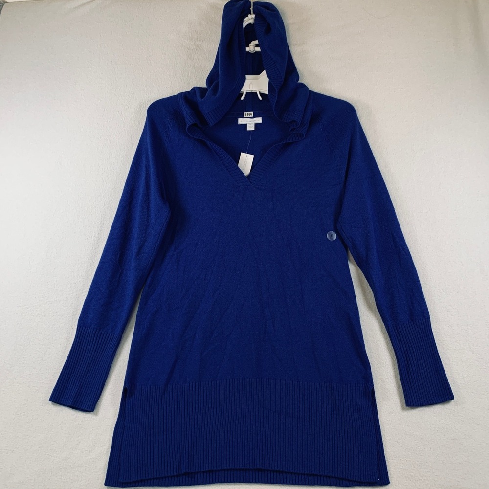 NWT New York &‎ Company Women's Pullover Hooded Knit Tunic Sweater Royal Blue S - Picture 5 of 12